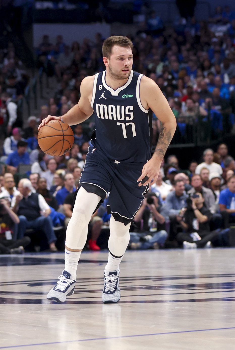 Fotografija: Luka Dončić je na prvih dveh tekmah sezone dosegel v povprečju 33,5 točke. FOTO: Kevin Jairaj, USA Today Sports
