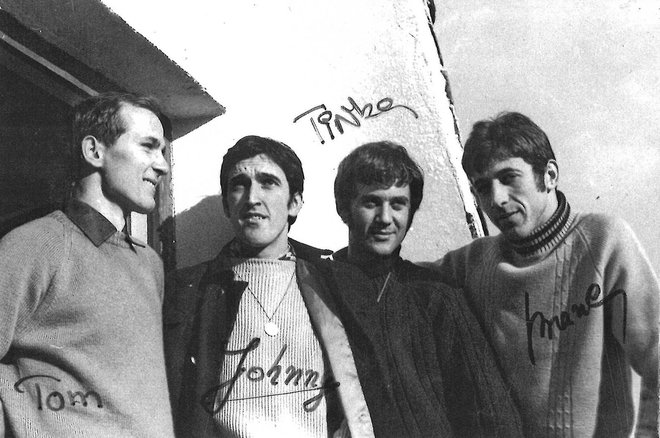 VIS Kamniktiti v Stranjah leta 1969 (z leve): Tomaž Perko - Tom, Janez Mavrin - Johnny, Franci Vengust - Tinka in Brane Hribar. Foto: osebni arhiv
