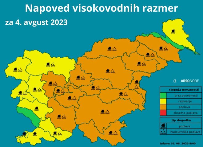 Pričakujejo poplavljanje mnogo rek. FOTO: Arso