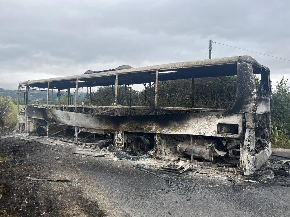 Fotografija: Avtobus je zgorel že pred prihodom gasilcev FOTO: PGD Bohova