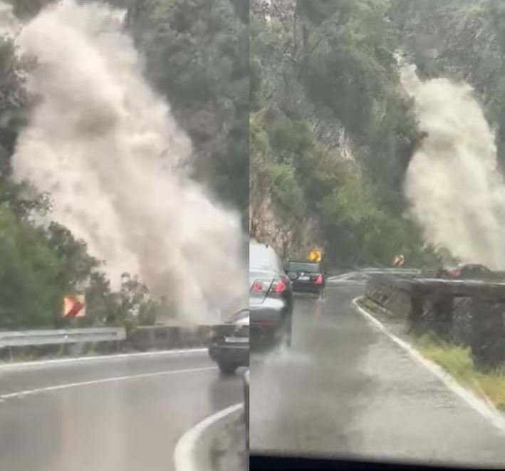 Fotografija: Po podatkih portala Istramet je v zadnjih 24 urah na območju Labina padlo 145 litrov dežja na kvadratni kilometer. FOTO: Zaslonski Posnetek Fb