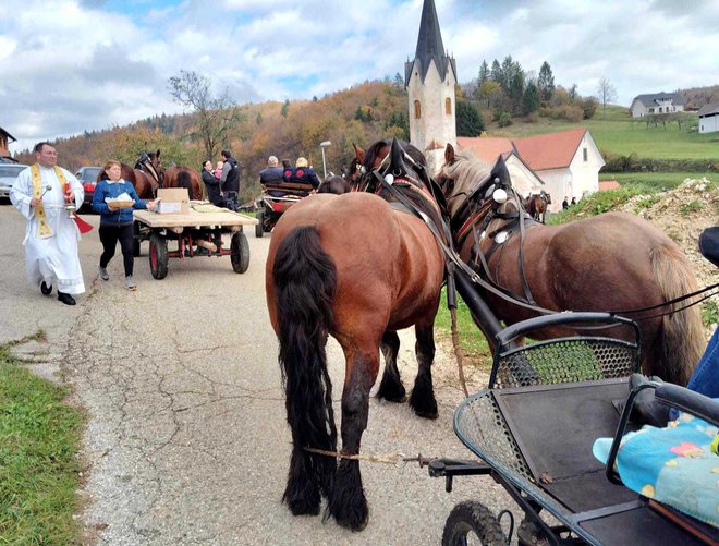 Trebanjski župnik Jože Pibernik je blagoslavljal v Štatenberku. FOTO: arhiv J. P.