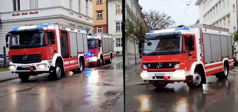 Fotografija: Prihod Gasilske Brigade Ljubljana na kraj prve prijave vonja po plinu na območju Viča FOTO: Zaslonski Posnetek Youtube