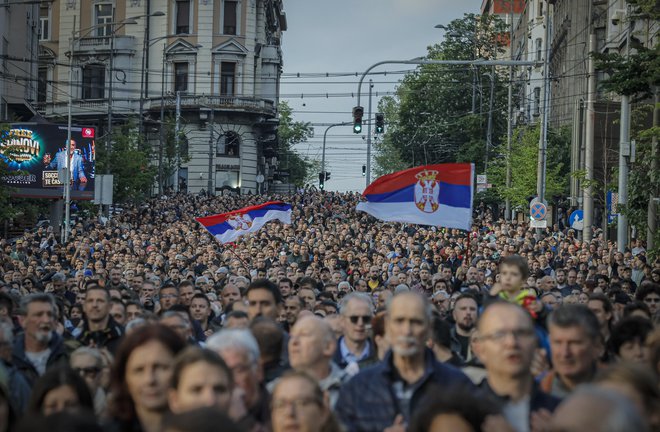 Protest proti nasilju države v Srbiji FOTO: Jože Suhadolnik