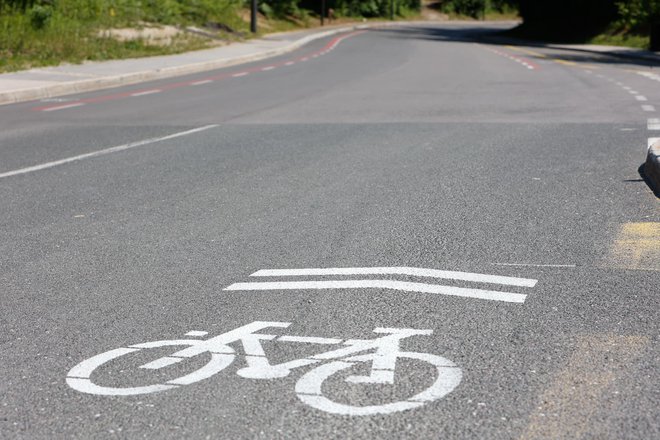 Prometni znak sharrow. FOTO: Mestna Občina Ljubljana