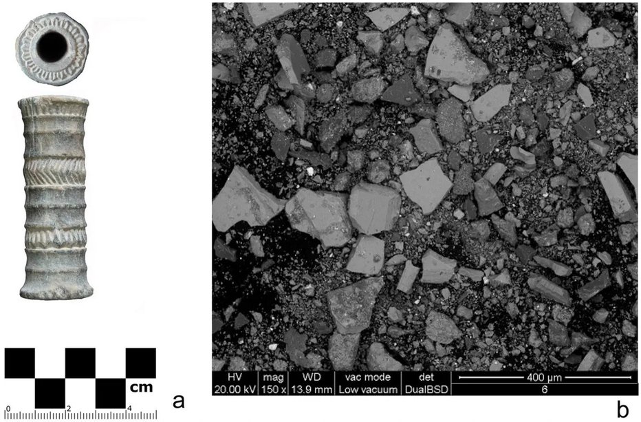 Fotografija: Posodica iz klorita in njena vsebina FOTO: Eskandari et al., Scientific Reports, 2024 (CC BY 4.0)