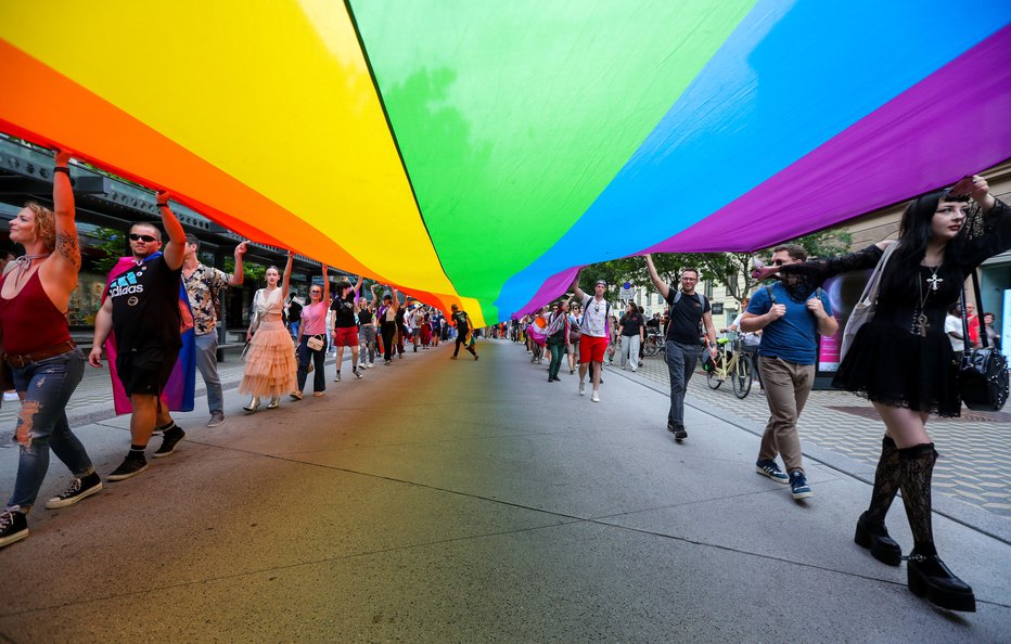 Fotografija: Utrinek z letošnje ljubljanske parade ponosa FOTO: Matej Družnik