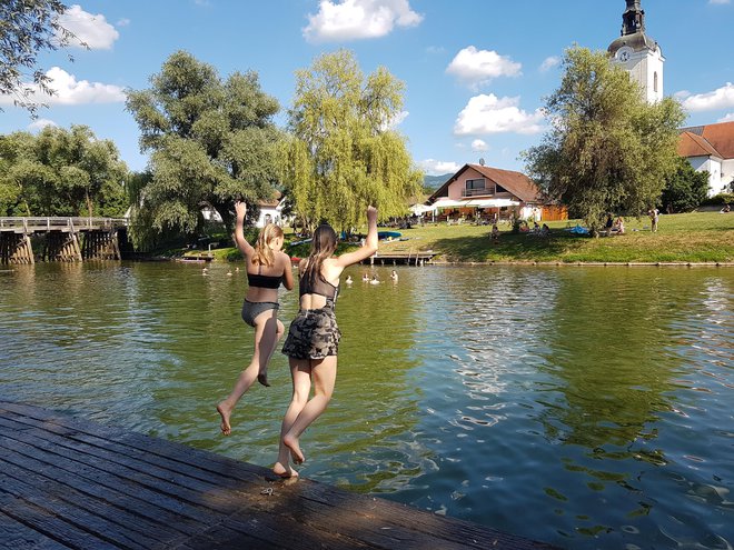 Ob vročih poletnih dneh skočite v vodo, le prepričajte se, da je dovolj globoka. FOTO: Tanja Jakše Gazvoda