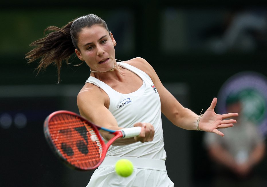 Fotografija: Emma Navarro med včerajšnjo igro z Italijanko Paolini. FOTO: Paul Childs Reuters