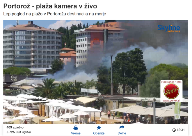 Spletna kamera iz Portoroža. FOTO: Zaslonski Posnetek