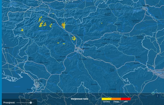 Verjetnost pojavljanja toče, graf FOTO: Arso