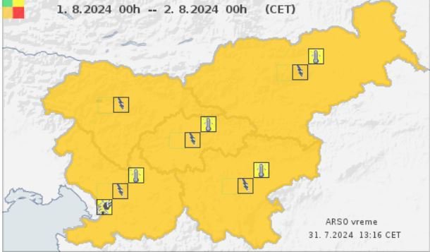 V četrtek od sredine dneva do petka zjutraj bodo nastajala krajevna neurja. FOTO: Arso