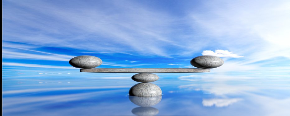 Fotografija: Zen pebbles on a blue sky and sea background. 3d illustration