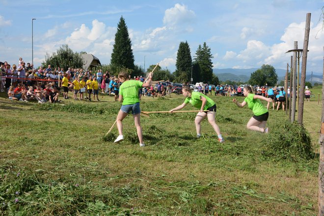 Po košnji je sledilo tekmovanje v grabljenju.