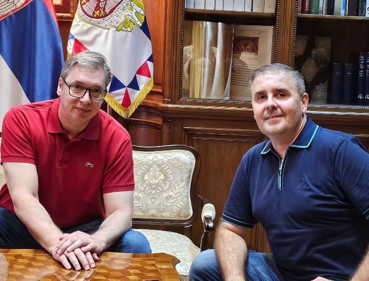 Fotografija: Aleksandar Vučić in Nemanja Berić. FOTO: Instagram