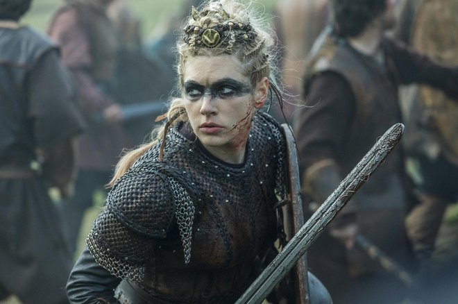 Nasilje ni bilo rezervirano le za norveške moške. Na sliki Katheryn Winnick kot vikinška bojevnica Lagertha. FOTO: History Channel