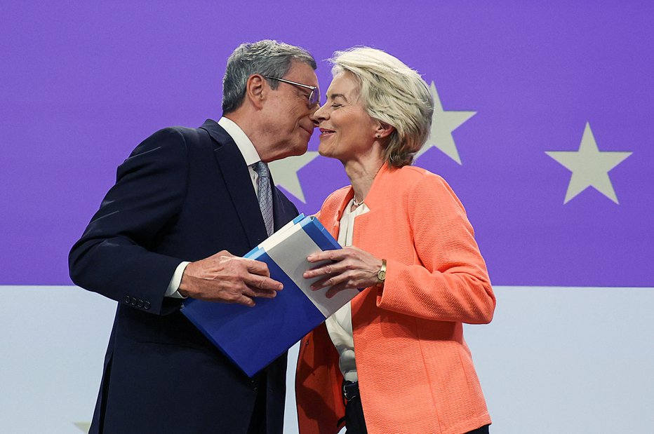 Fotografija: Mario Draghi in Ursula von der Leyen. FOTO: Yves Herman Reuters