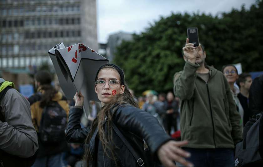 Fotografija: Protesti v času zaprtja med pandemijo covida-19 FOTO: Blaž Samec