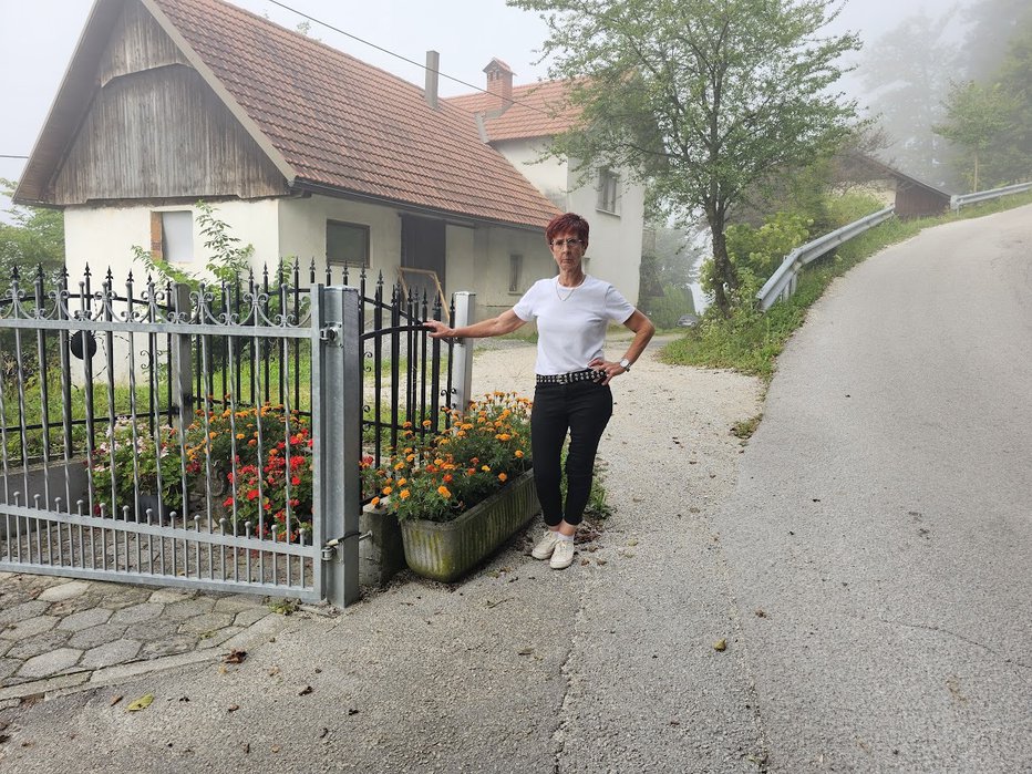 Fotografija: Frančiška Smrke trdi, da korito stoji na njihovi zemlji. FOTO: Aleksander Brudar