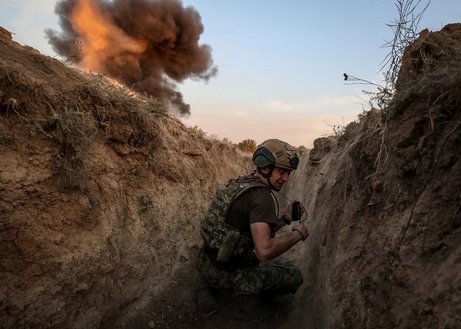 Fotografija: Vaja ukrajinskih vojakov. FOTO: Rfe/rl/serhii Nuzhnenko Via Reuters