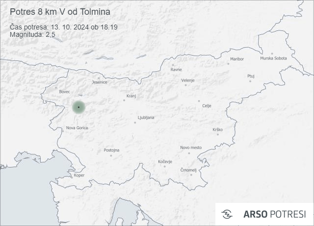 Na območju Tolmina so se stresla tla. FOTO: Arso