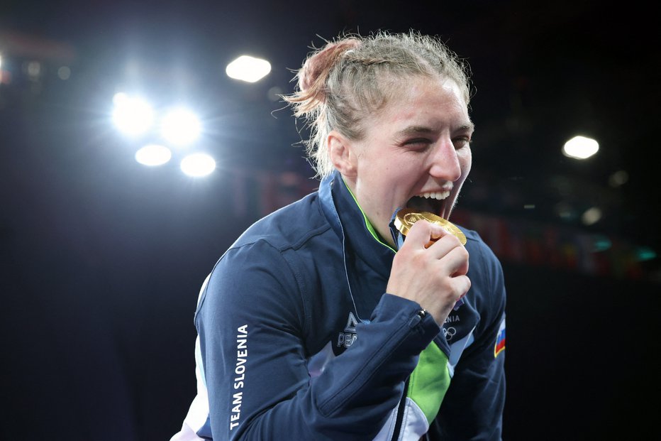 Fotografija: Andreja Leški je po olimpijskem zmagoslavju kar sijala od sreče. FOTO: Kim Kyung-hoon/Reuters