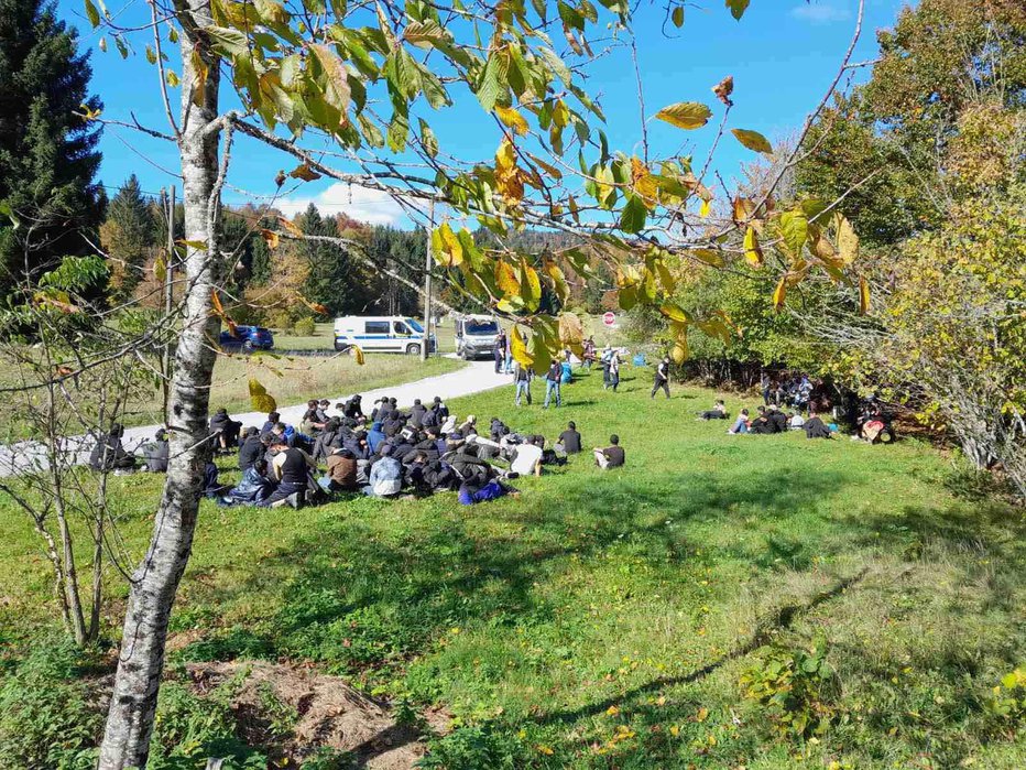 Fotografija: Policisti so prijeli večje število ilegalnih migrantov. FOTO: Pu Ljubljana