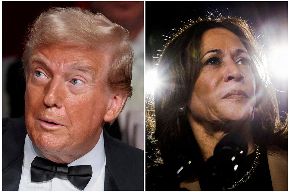 Fotografija: Donald Trump in Kamala Harris FOTO: Brendan Mcdermid Reuters