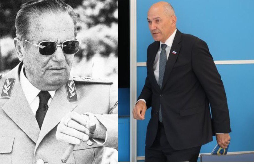 Fotografija: Josip Broz Tito in Janez Janša. FOTO: Dejan Javornik/Arhiv