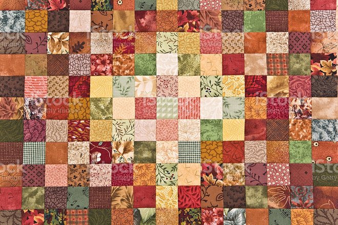 Takšen (patchwork) dizajn temelji na ponavljajočih se vzorcih iz (barvno) različnih oblik blaga, z njim bo prihajajoča zima toplejša. FOTO: Ailime/Getty Images