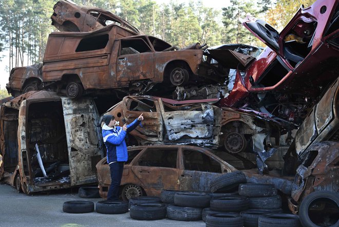 Vojna v Ukrajini je zajela tudi okolico Kijeva. FOTO: Genya Savilov Afp