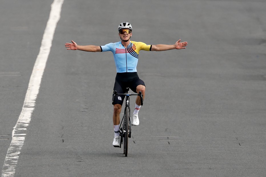 Fotografija: Remco Evenepoel na olimpijskih igrah v Parizu. FOTO: Odd Andersen Afp