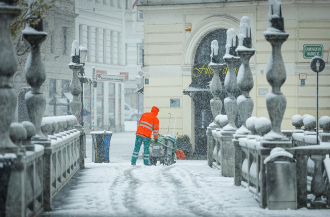 Sneg bo s 60-odstotno verjetnostjo pobelil tako Ljubljano kot Maribor. FOTO: Jože Suhadolnik