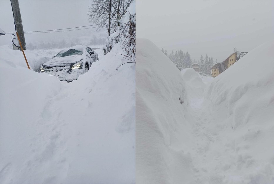 Fotografija: V kraju Kneževo je zapadlo 108 cm snega, v vasi Koričani celo 3 metre in pol.  FOTO: Zaslonski Posnetek Omrežje X