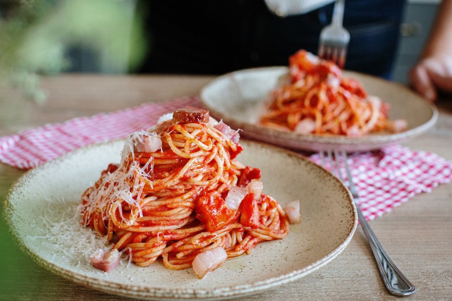 Fotografija: Testenine amatriciana (Foto: Sonja Ravbar)